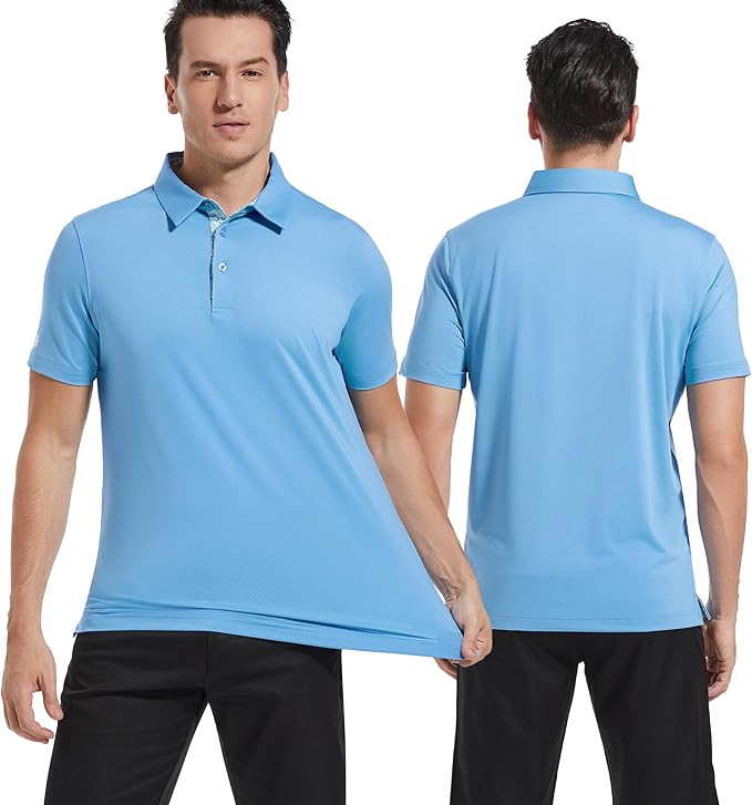 Mens Polo Shirts Short Casual Solid Stylish Dry Fit Performance Designed Collared Golf Polo Shirts for Men