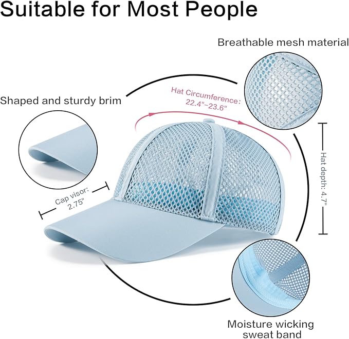 VOBOOM Breathable Full Mesh Baseball Cap for Men, Women, Lightweight Trucker Hats Outdoor Sports Wear