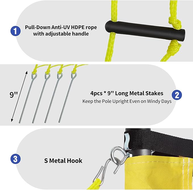 Portable Outdoor Volleyball Net Set System for Backyard Beach with Heavy Duty Poles, Durable Net, PU Volleyball & Pump, Carry Bag