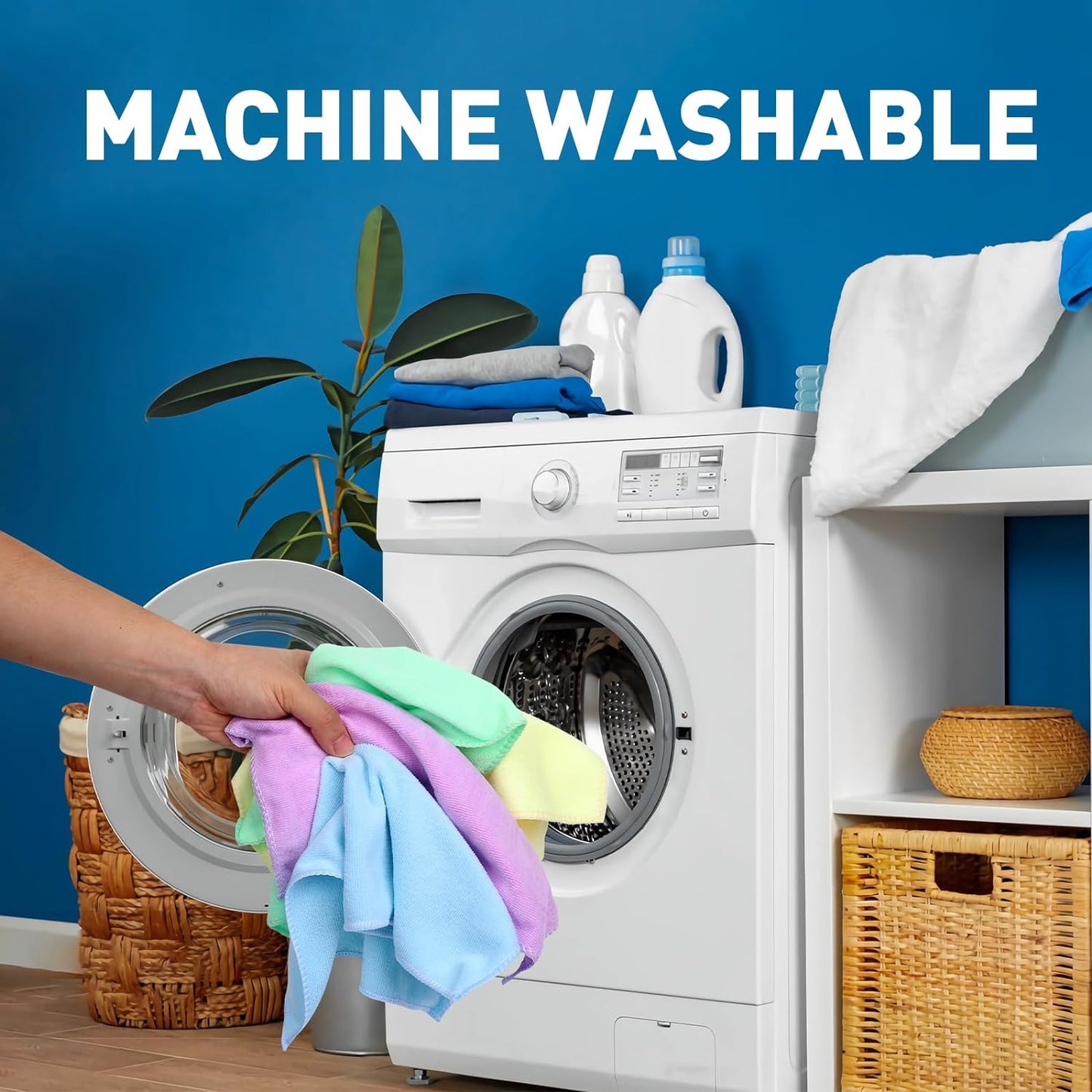 Microfiber Cleaning Cloths-50 Pack, Microfiber Towels Bulk, Towels for Cars & Home, Cleaning Rags 5 Colors Assorted (12x12 inches)