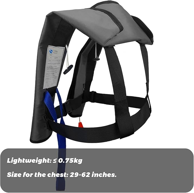 Manual Inflatable Life Jacket|Life Vest for Adults|PFD Low Profile|Supports up to 330 lbs(YSH700)