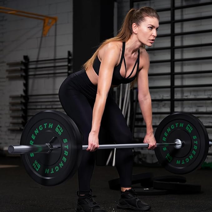 Olympic Rubber Bumper Weight Set - 2 Inch Barbell Plates for Home Gym Strength Training