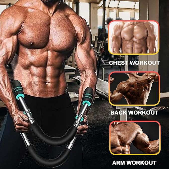 Adjustable Power Twister Bar 40-100lb, Home Gym Chest and Arm Workout Trainer with Ergonomic Foam Grip, Portable Muscle Strength Enhancer