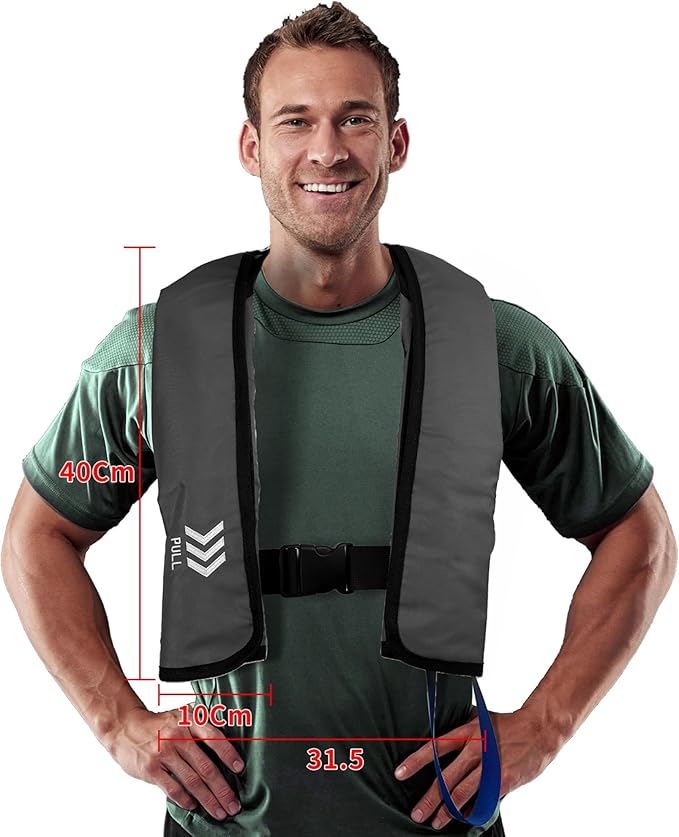 Manual Inflatable Life Jacket|Life Vest for Adults|PFD Low Profile|Supports up to 330 lbs(YSH700)