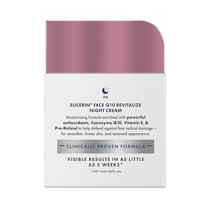 Eucerin Q10 Anti-Wrinkle Night Cream + Pro-Retinol, Facial Cream for Sensitive Skin, 1.7 Oz Jar