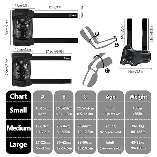 Skating Protective Gear Kids Toddler Knee Pads and Elbow Pads Set, Bike Protection for Kids Wrist Guards for Roller Skating Skateboarding Cycling Black