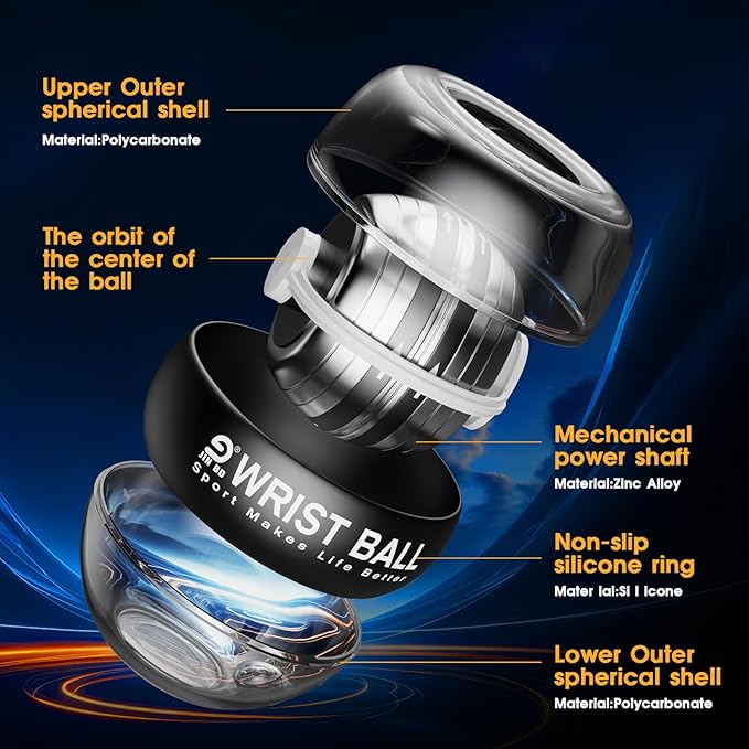 Wrist ball gyroscope forearm trainer, Torque ball, power, automatic start wrist strengthener,