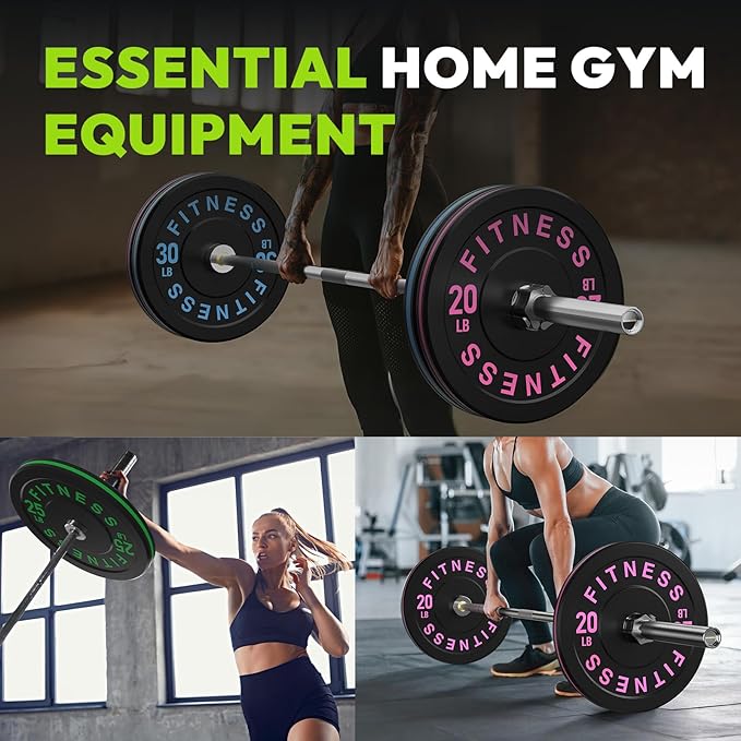 Rubber Weight Plates, Olympic Bumper Plate Set 2-Inch, 45/100 / 160/190 / 260/300 lb Barbell Weights for Home Gym, Colored Standard Strength Training Plates for Weightlifting