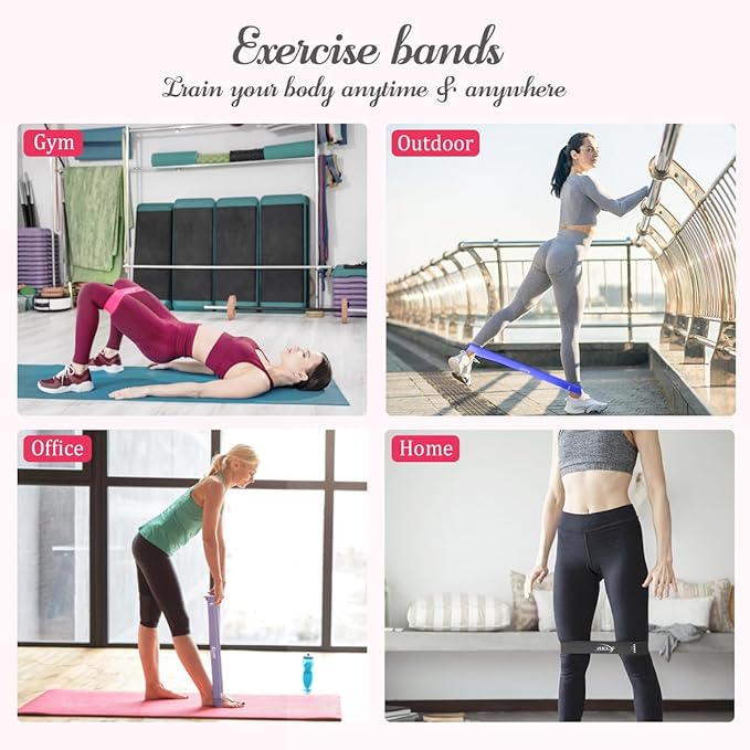 VEICK Resistance Loop Exercise Bands, Elastic Workout Bands for Men Women, Set of 5 Different Resistance Levels Stretch Band for Home Fitness Stretching Strength Training Physical Therap