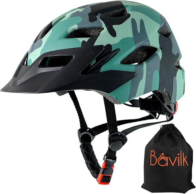 Kids Bike Helmet,Bavilk Kids Boys Girls Bike Helmets with LED Light Detachable Visor Children Youth Teen Multi-Sport for Skating Cycling Scooter Skateboard Adjustable & Lightweight 19.7"-22.4"