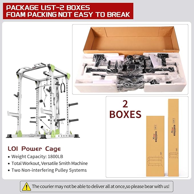 Power Rack Power Cages Multi-Function Squat Rack with Cable Crossover System Selectable More Training Attachment Weight Cage for Garage Home Gym