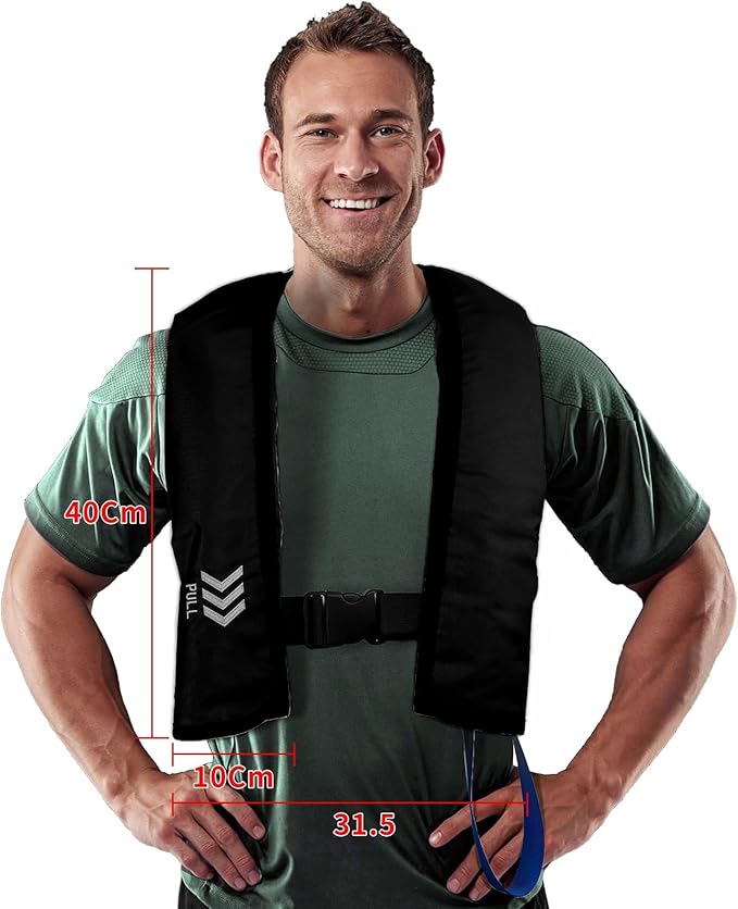 Manual Inflatable Life Jacket|Life Vest for Adults|PFD Low Profile|Supports up to 330 lbs(YSH700)