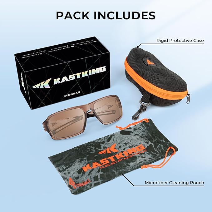 KastKing Chippewa Polarized Fishing Sunglasses, UV400 Protection Full Wrap Frame Sports Cycling Sunglasses, 1.0mm TAC Lenses