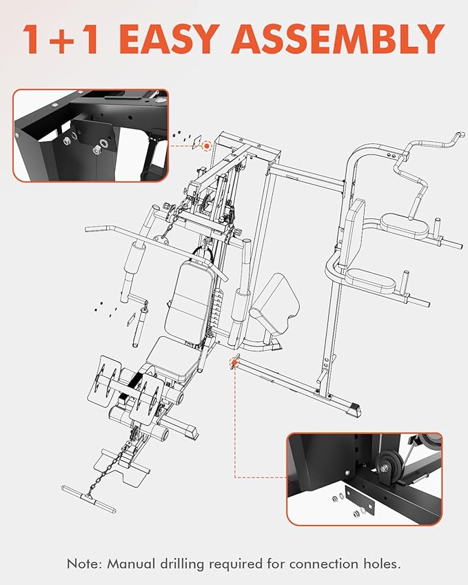 Mikolo Home Gym, Workout Station with 150LBS Weight Stack, Multifunctional Home Gym Equipment, Exercise Equipment for Full Body Strength Training