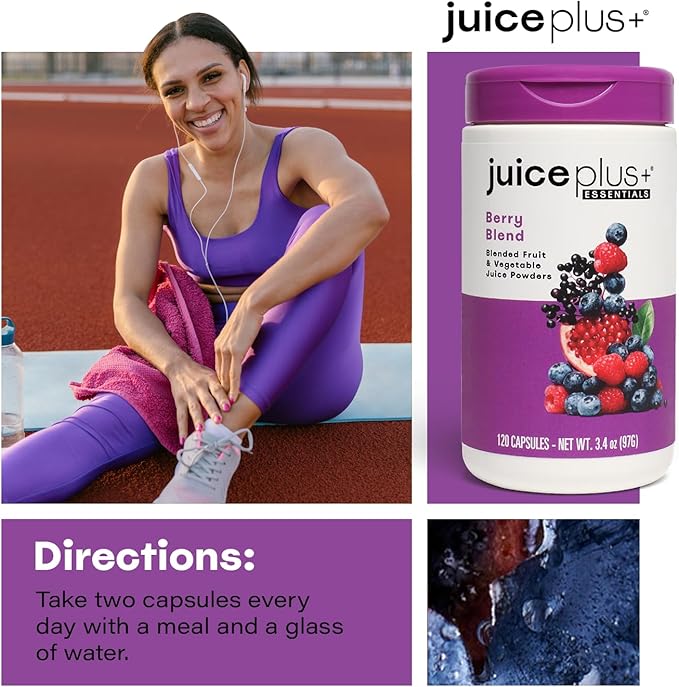 JuicePlus+ Berry Blend: with Concord Grape, Blueberry, Cranberry, and More - Whole Food Based, Vegan, Plant-Based Vitamins - Gluten-Free, Non-GMO, Kosher - 1 Bottle (60 Servings)