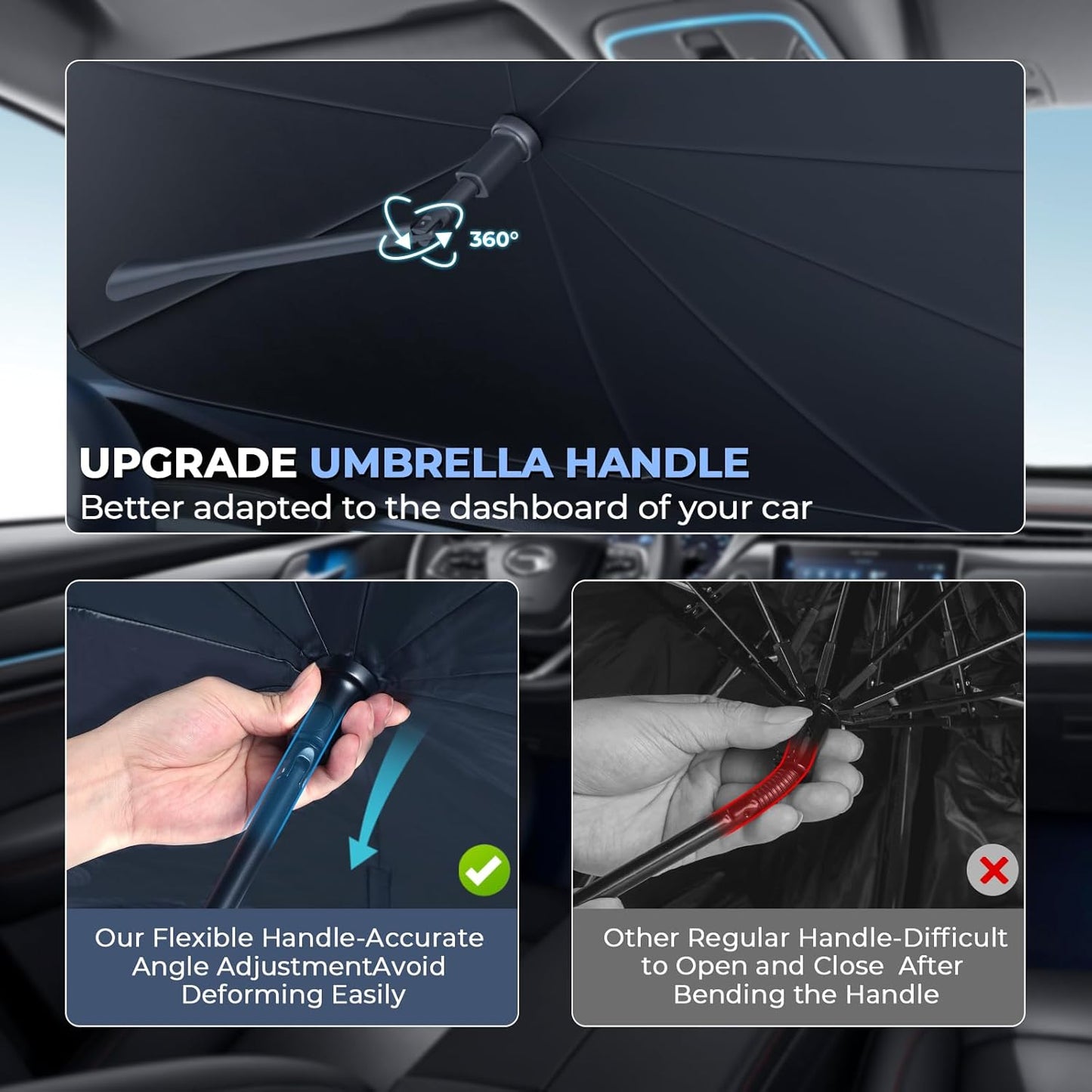 Windshield Sun Shade Umbrella Compatible with 2019-2025 Lexus ES Accessories: Custom Fit 210T Silver, Foldable Sunshade Front Window Sun Visor, Blocks UV Rays, Keeps Car Cool for 250, 300h, 350