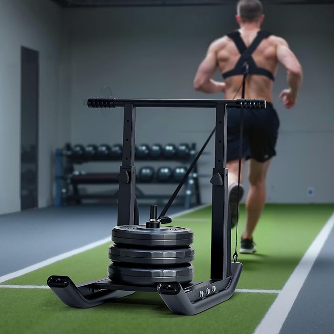 VEVOR Weight Sled, Steel Power Sled, Fitness Training Sleds for Athletic Exercise Speed Improvement, Workout Equipment with Adjustable Height Handle