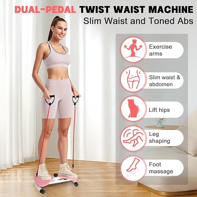 Waist Twisting Machine - 260 lbs Ab Twist Board with Adjustable Resistance Bands, Twist Exercise Machine for Core Workout & Waist Slim, Home Gym Equipment for Women & Men