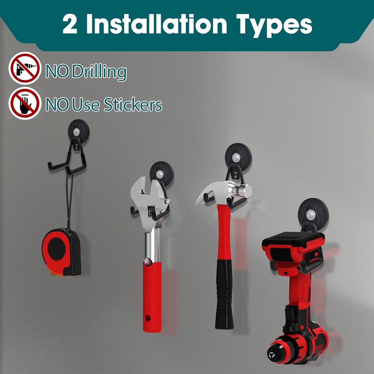 2 Pcs Storage Utility Magnets Hanging Hook with Anti-Slip Coating,Heavy Duty Strong Magnetic Garage Hooks, Magnetic Wreath Hanger for Metal Door Cabinet Pegboard Shelve Garden Tools(Black)