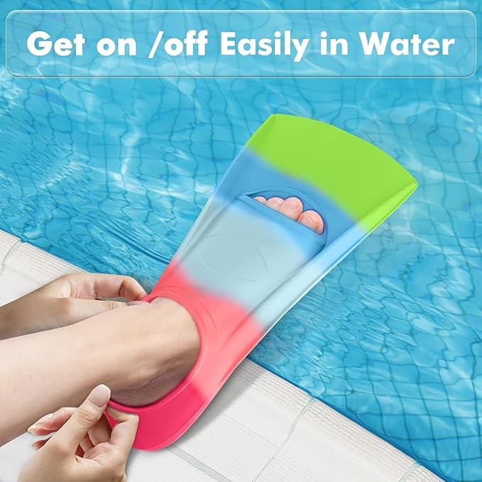 Gintenco Swim Fins, Kids Swim Training Fins for Lap Swimming, Travel Size Flippers with Mesh Bag, Silicone Swimming Fins for Kids Teens Adults Women Men