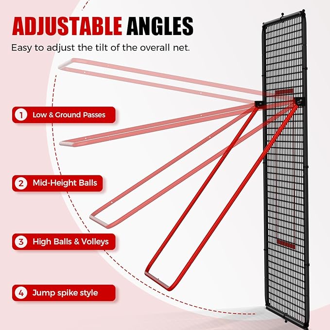 Volleyball Rebounder Net,Portable 7x4 ft Training Equipment for Spike and Smash Practice - 5 Rebound Angles Custom Target Area for Volleyball Sports Training
