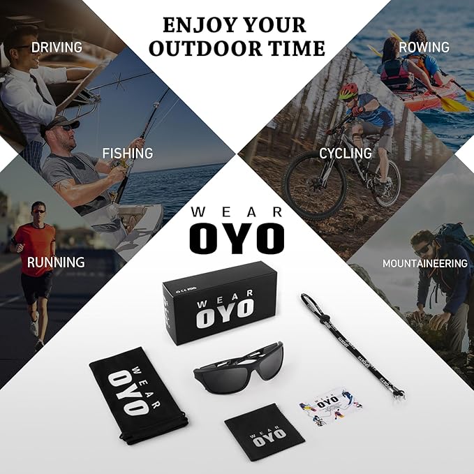 Polarized Sports Sunglasses for Men Women,Fishing Driving Rectangular Goggles UV400 Protection