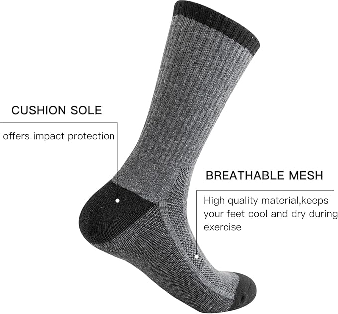 JOYNÉE 8 Pairs Mens Breathable Athletic Crew Socks Arch Support Cushioned Socks for Hiking Sports Running,Sock Size:10-13