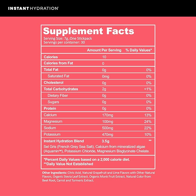 Instant Hydration Electrolytes Powder Packets - Raspberry Electrolyte Drink Mix - Zero Sugar - Keto, Vegan, Gluten-Free, Non-GMO - Boost Recovery, Brain Health, Muscle & Tissue Support- 30 Sticks