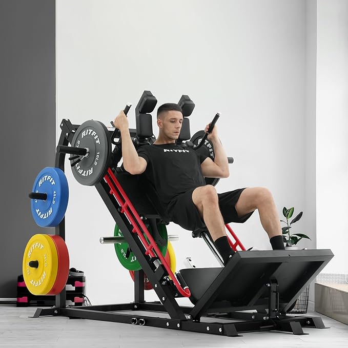RitFit Gazelle Pro 3 in 1 Leg Press and Hack Squat Machine - High-Tensile Steel Leg Press Machine, 2000 lbs Capacity, Adjustable Angles, Hack Squat Machine with Weight Storage