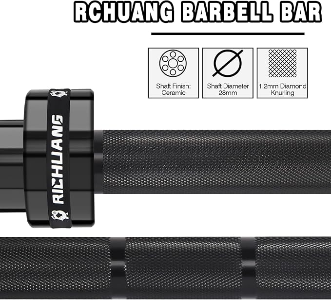 Olympic Barbell 45lb (20kg) - 7ft Bearing Spin Bar for Weightlifting and Strength Training,Ceramic Coating,500 LBS Capacity,28mm High Whip,Fits 2" Plates,for Home Gym