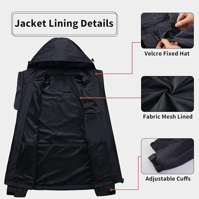 Mens Lightweight Waterproof Jacket Windproof Rain Hooded jackets for Running Hiking Cycling Travel M-7XL