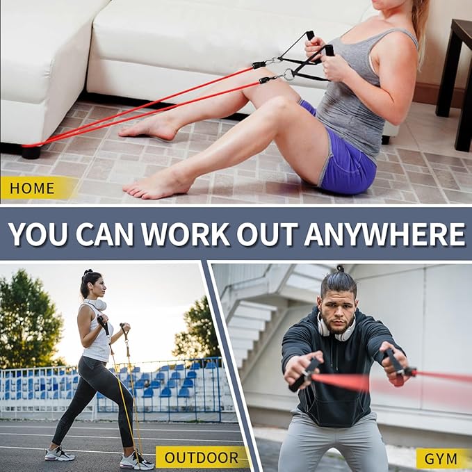 WHATAFIT Resistance Bands, Exercise Bands,Resistance Bands for Working Out, Work Out Bands with Handles for Men and Women Fitness, Strength Training Home Gym Equipment