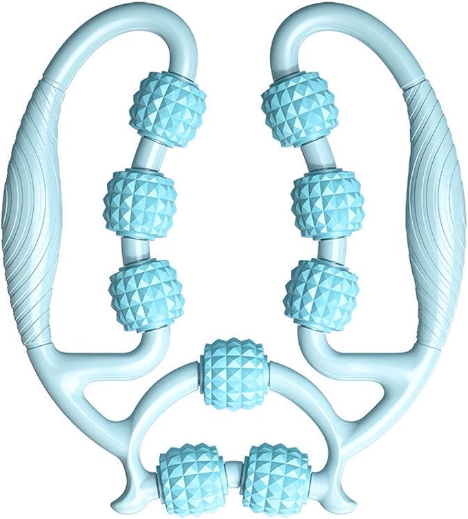 9 Wheels Muscle Roller, Leg Massager Muscle Relaxation Stretching Roller Foam Roller Deep Tissue Massager for Thigh Arms Leg Waist(Sky Blue)