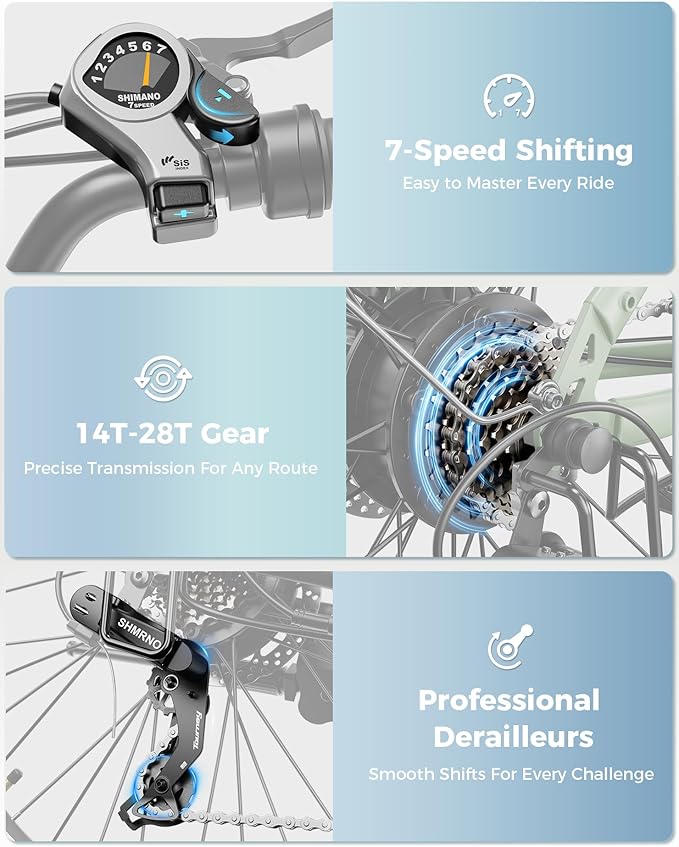 Jasion YC1/ST 26" Electric Bike, 750W Peak Motor, Step-Through Ebike for Adults, 360WH Removable Battery, Up to 40miles, Max 23MPH Urban Commuter E-Bike, 7 Speeds & Front Suspension