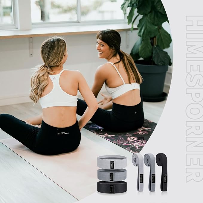 Wide Fabric Resistance Bands Set for Working Out, Non-Slip Exercise Booty Bands for Women & Men Leg and Glutes with Hair Ties and Tape Measure - for Home Gym Workout, Yoga, Pilates