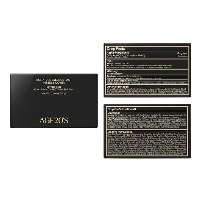 AGE20'S Signature Essence Pact SPF 50+ | Pack of 1 | 23W BEIGE | Cream Foundation, Dewy Finish, Natural Coverage | Korean Cushion Foundation