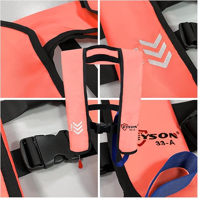 Manual Inflatable Life Jacket|Life Vest for Adults|PFD Low Profile|Supports up to 330 lbs(YSH700)