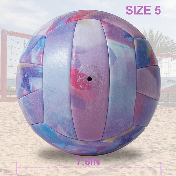 Volleyball Size 5 PU Leather Soft Indoor Outdoor Volleyballs Sports Training Game Play Ball for Beginner, Teenager, Adult, 8.2