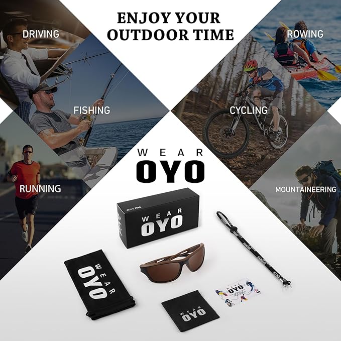 Polarized Sports Sunglasses for Men Women,Fishing Driving Rectangular Goggles UV400 Protection