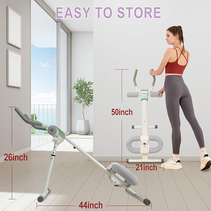 Ab Workout Equipment Abdominal Trainer, Adjustable Ab Machine at Home Gym, Foldable Abdominal Exercise Machine, Core & Ab Trainer Machine for Stomach Workout with LCD Monitor