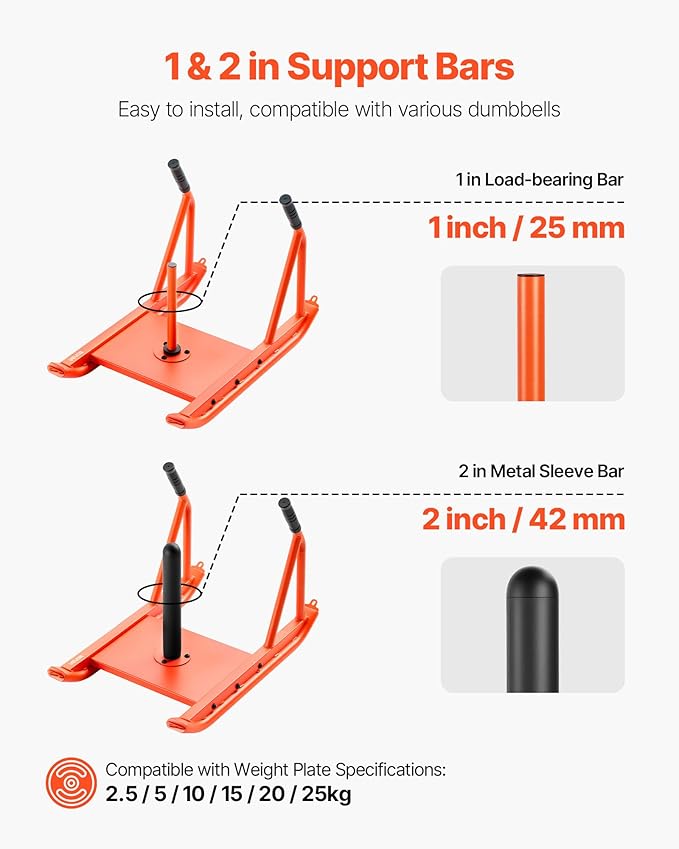 VEVOR Weight Sled, Steel Power Sled, Fitness Strength Training Sleds for Athletic Exercise Speed Improvement, Workout Fitness Equipment with Handle, Compatible with 1/2 in Weight Plates, Orange