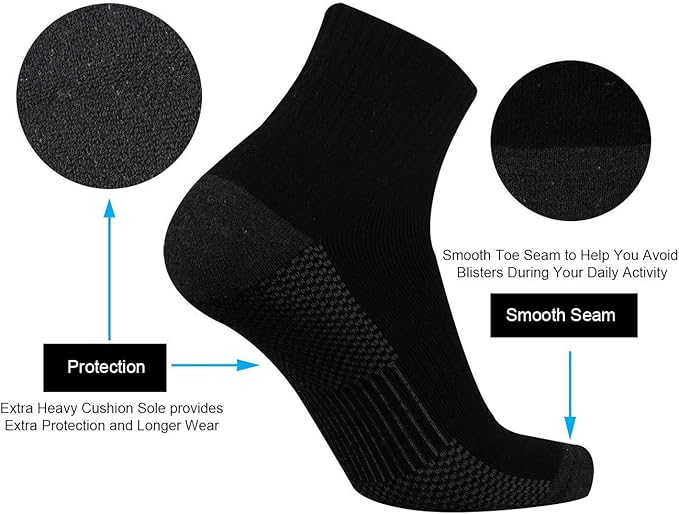 ONKE Max Full Cushion Low Cut Quarter Socks for Men Athletic Running Training Work Thick Warm Moisture Control Anti Blister