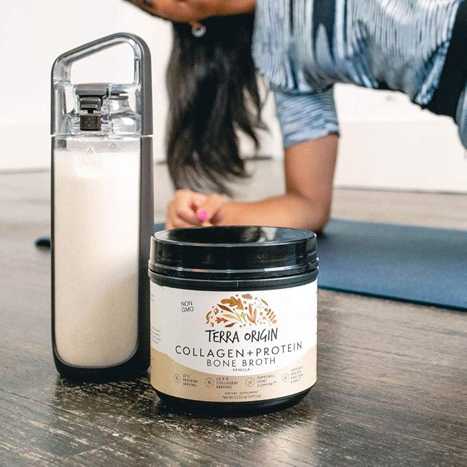 TERRA ORIGIN Collagen Peptides Powder | Bone Broth Hydrolized Collagen Type I and III Protein Supplement | for Women and Men Hair, Skin, Nail and Joint Support | Vanilla (20 Servings)