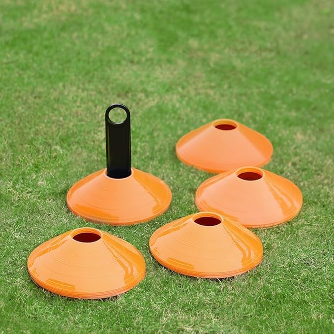 GHB Soccer Cones 25/50/100 Pack Disc Soccer Sport Cones Training Field Marker Agility Cones for Traffic, Basketball, Coaching, Practice Equipment Includes Cone Drills Guide