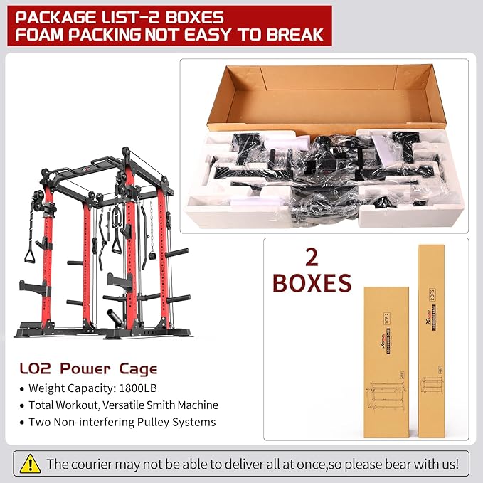 Power Cages Multi-Purpose Squat Rack with Cable Crossover System, Matching Weight Bench, Olympic Barbell Weight Set for Garage and Home Gyms