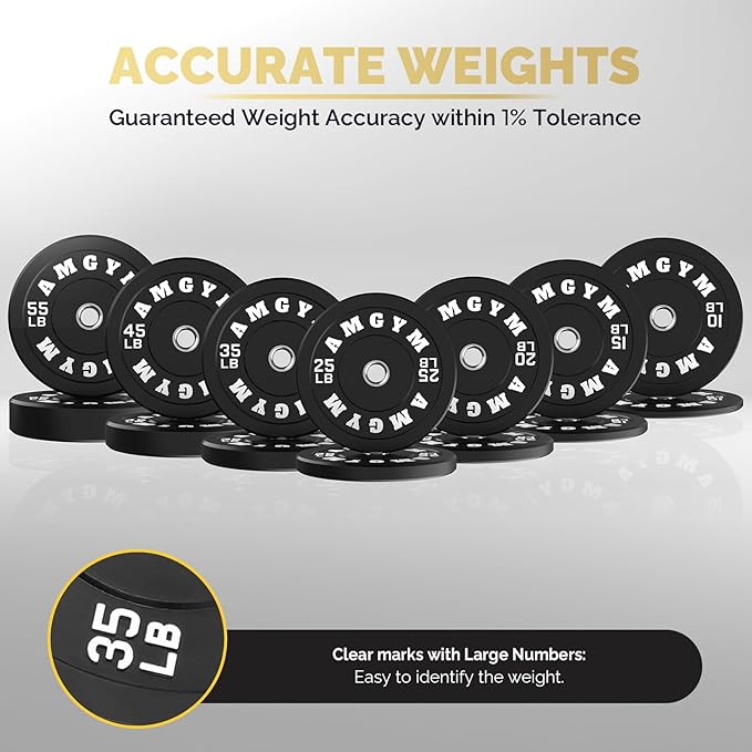 2 Inch Bumper Plates,10-500lbs,Barbell Rubber Olympic Weight Plates Set for Home Gym, Strength Training & Weight Lifting, Multiple Options Colors