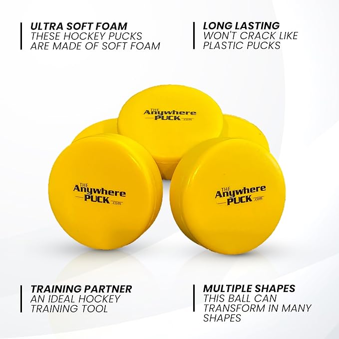 Nature Bound The Anywhere Puck Foam Hockey Training Puck (6 Pack with Drawstring Storage Bag), for Children and Adults, Indoor and Outdoor Use