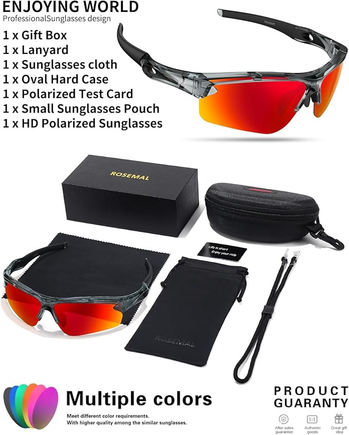 Polarized Sports Sunglasses for Men Women,UV400 Protection Sunglass for Running Cycling Fishing Hiking TR90