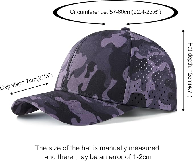 VOBOOM Men Quick Dry Baseball Cap Laser Cut Mesh Ball Curved Brim Snapback Hat