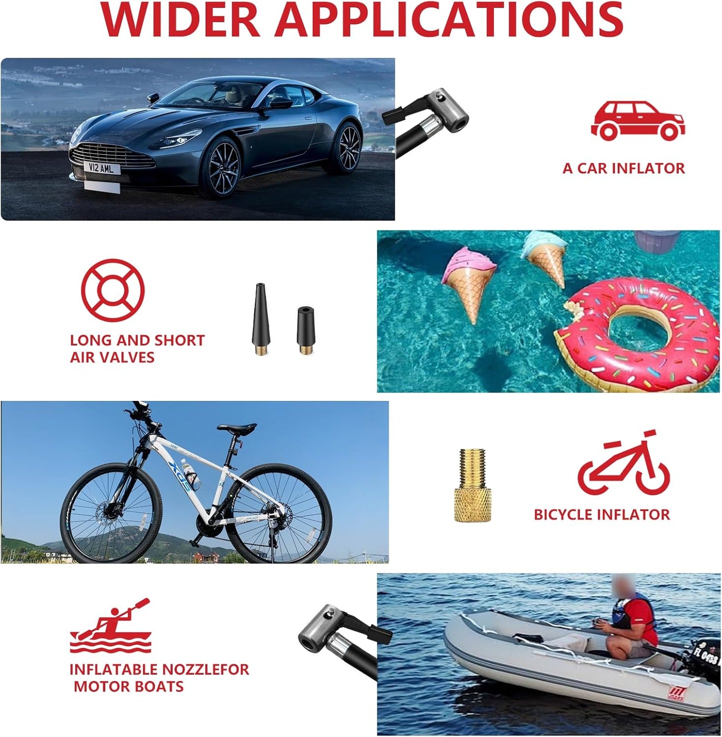 Tire Inflator 20V Cordless Mini Air Compressor DC 12V Portable Handheld Car Air Pump 150PSI with Rechargeable Battery, Auto Shut Off, LED, Digital Pressure Gauge for Cars Bikes (Red)